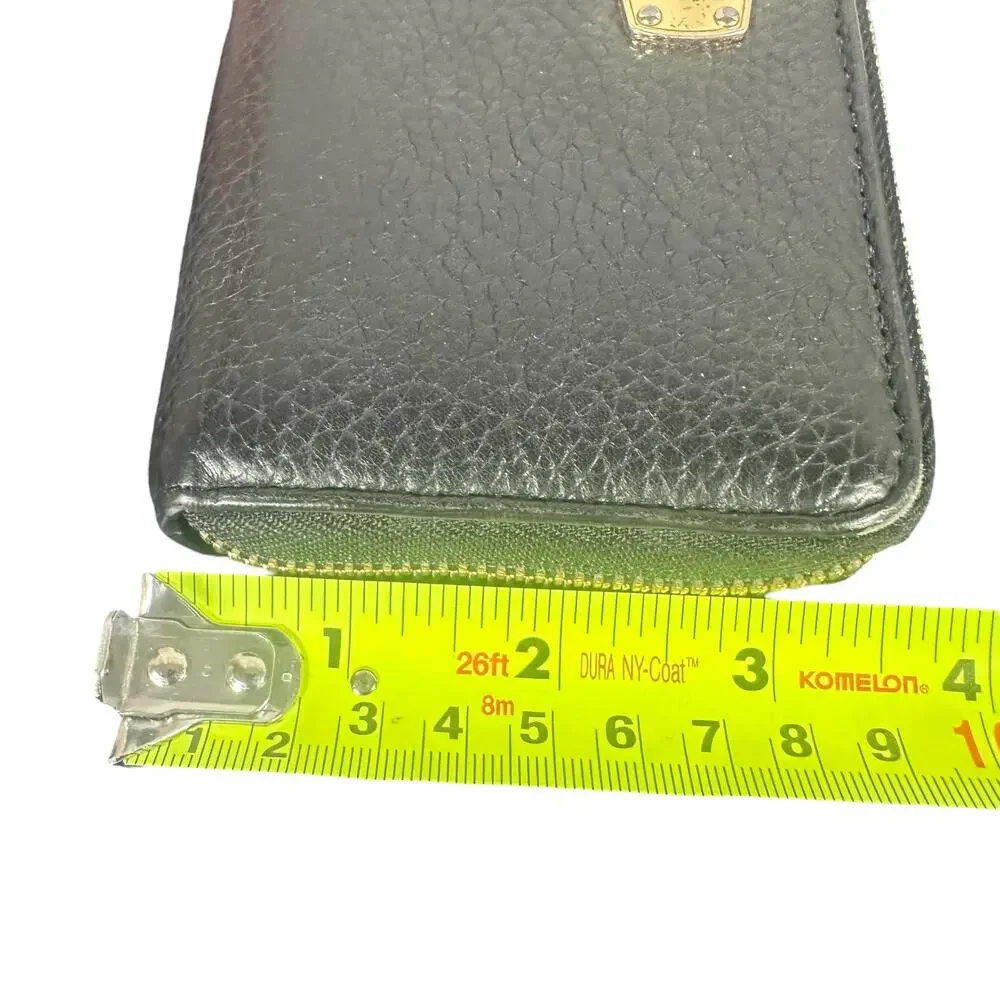 Michael Kors Black Pebbled Leather Zip Around Wallet Gold Hardware - Picture 4 of 11